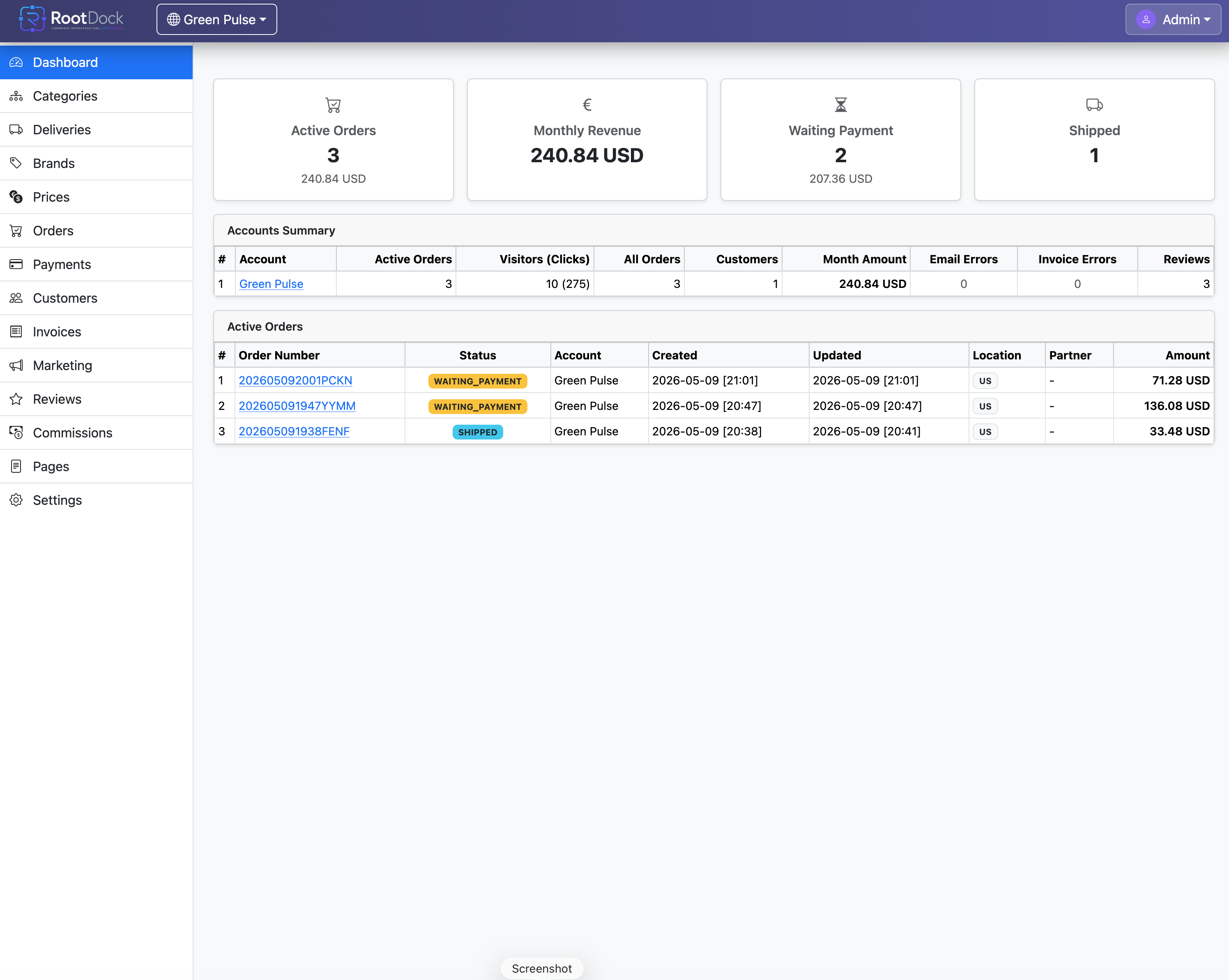 Supplements admin preview